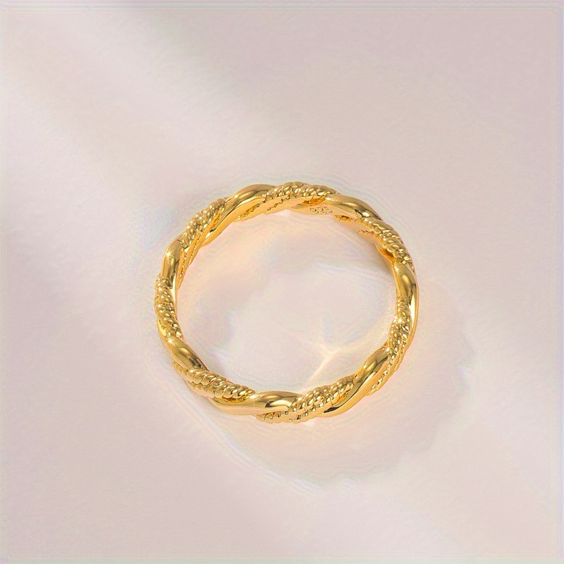 Women's 925 Sterling Silver Twist Ring with 18K Gold Plating